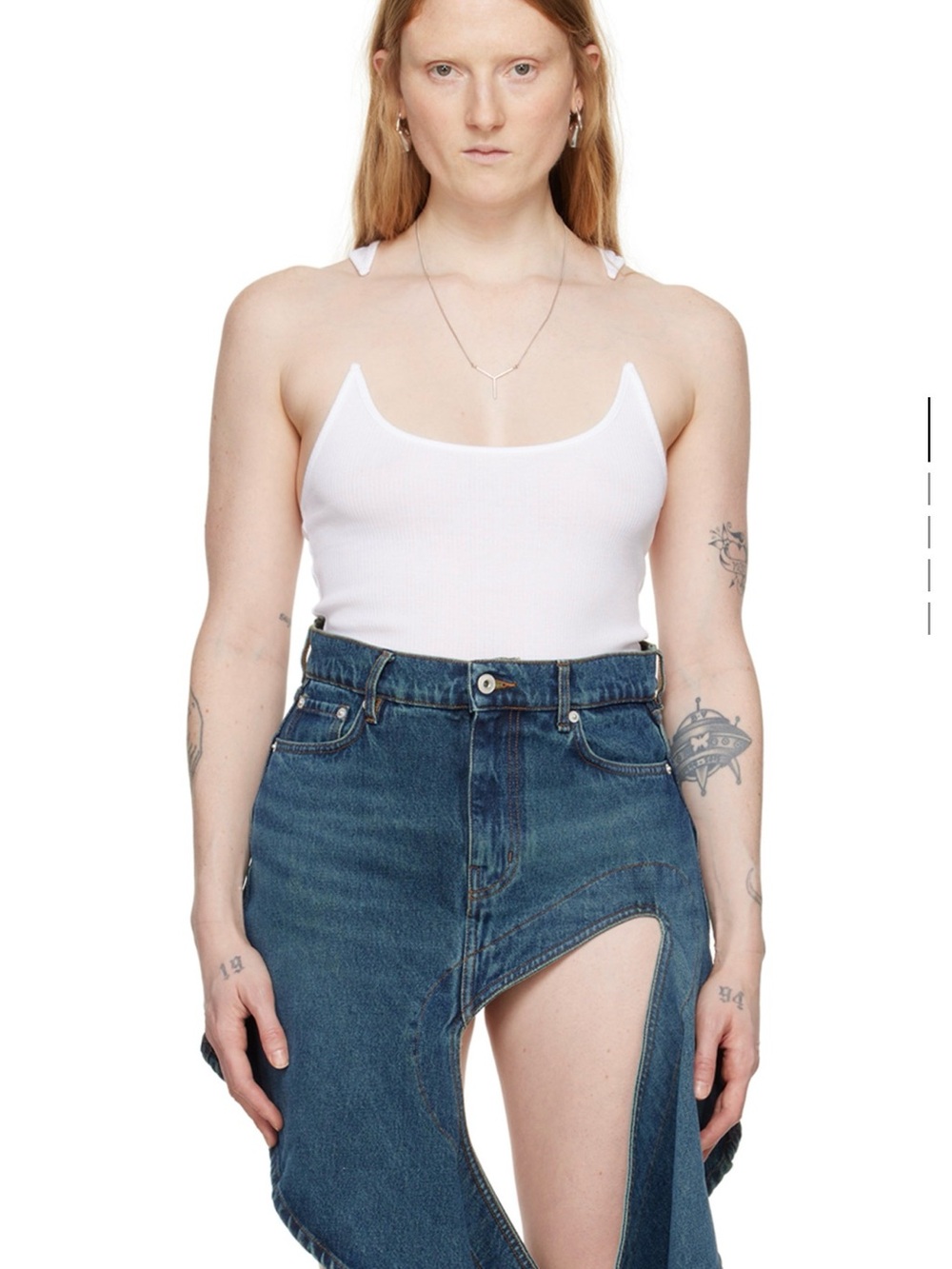 White Ribbed Tank Top